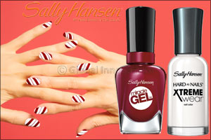 Sally Hansen Holiday Candy Cane Nail Art